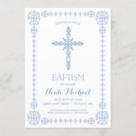Convite Batismo, Crianças Convidam Cruz Elegante