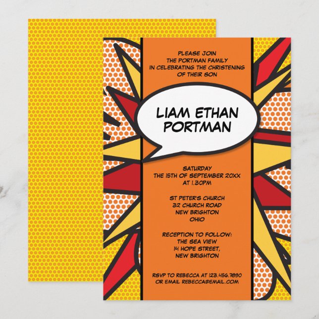 Convite Batismo Crisma Tipografia Moderna Divertida (Frente/Verso)