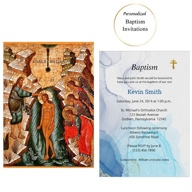 Convite Batismo cristão ortodoxo das águas vivas (Criador carregado)