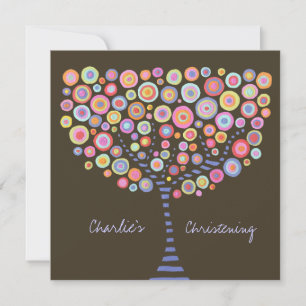 Convite Batismo Cristening Circle Retro Invent