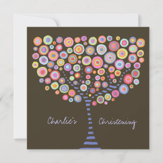 Convite Batismo Cristening Circle Retro Invent