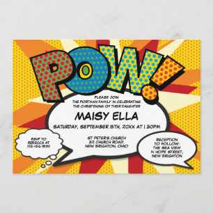 Convite Batismo Cristening Modern Comic Book