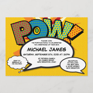 Convite Batismo Cristening Modern Comic Gênero Neutro