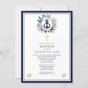 Convite Batismo cruzado do âncora do Marinho náutico