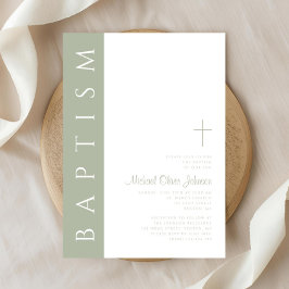 Convite Batismo da Cruz Verde do Elegante Moderno