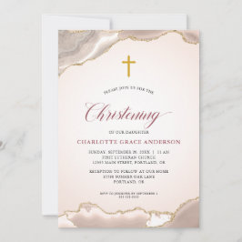 Convite Batismo da Menina com Script Dourado de Lanterna R