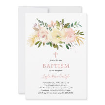 Batismo da Menina Rosa Pidrada Cruz Floral Elegant