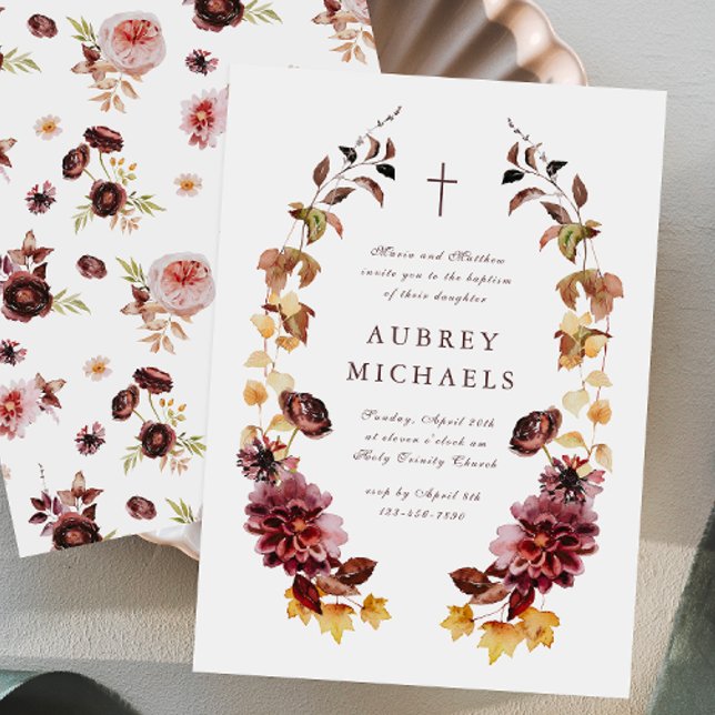 Convite Batismo da Menina Simples da Cruz bonito (Criador carregado)