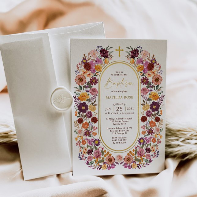 Convite Batismo da Terra do Jardim de Flores Brancas e Bri (Criador carregado)