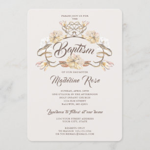 Convite Batismo das Flores Secas Naturais de Aquarela