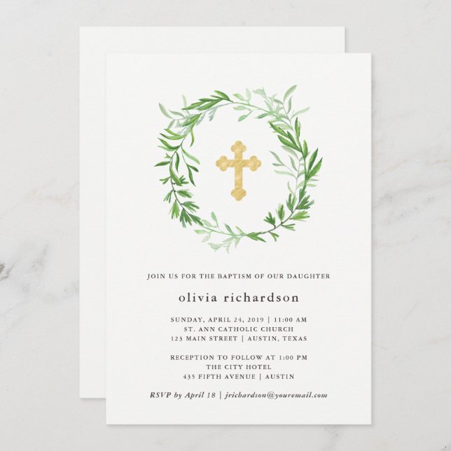 Convite Batismo das Folhas Botânicas Verdes (Frente/Verso)