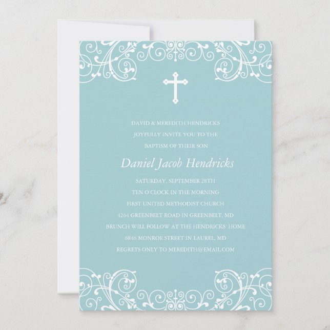 Convite Batismo de Blue Cross Boys/Convite de Natal (Frente)