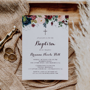 Convite Batismo de Caligrafia Ilustrada por Aquarela