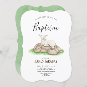 Convite Batismo de carneiro de aquarela