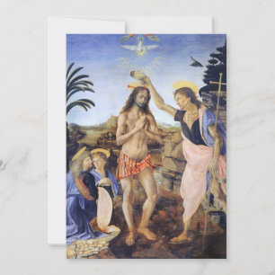 Convite Batismo de Cristo por Verrocchio, Leonardo da Vinc