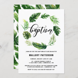 Convite Batismo De Fardas Tropicais De Aquarela