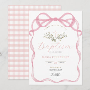 Convite Batismo de flores silvestres do Arco rosa