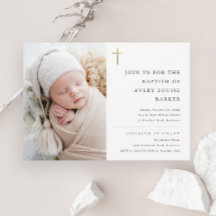 Batismo de Foto Mínimo Dourado Moderno