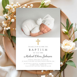 Convite Batismo de Foto Religiosa Elegante