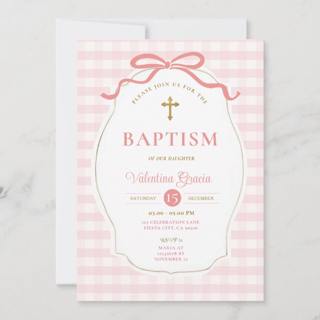 Convite Batismo de Frame Border Girl (Frente)