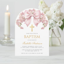 Batismo de Menina Arco Rosa Floral Elegante Cruz D