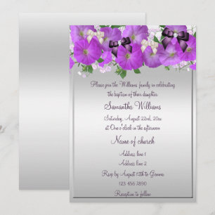 Convite Batismo de Meninas Petunias & Laços