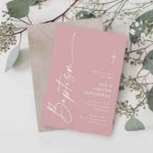 Batismo de Meninas Rosa Po dusty Moderno e Elegant