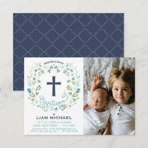 Convite Batismo de Menino - Cartão com fotos Perso