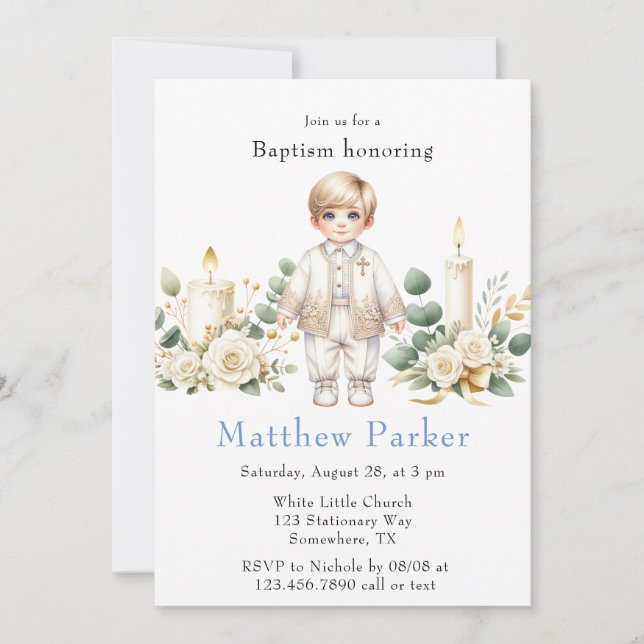 Convite Batismo do Cartoon das Velas Greeneradas (Frente)