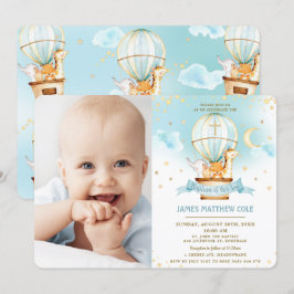 Convite Batismo dos animais de cozinha de balões de ar que