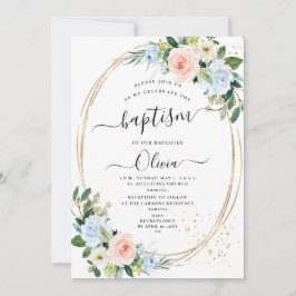 Convite Batismo dos Rosas Azuis Cor-de-rosa com Blush do A