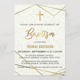 Convite Batismo Dourado Clássico Vintage