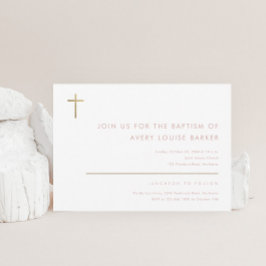 Convite Batismo Dourado Moderno e Minimalista Simples