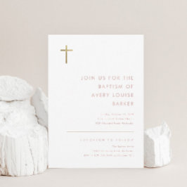 Convite Batismo Dourado Moderno Minimalista