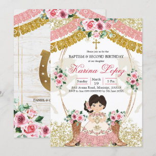Convite Batismo e Aniversário do Boot Rosa Mexicano Ocide