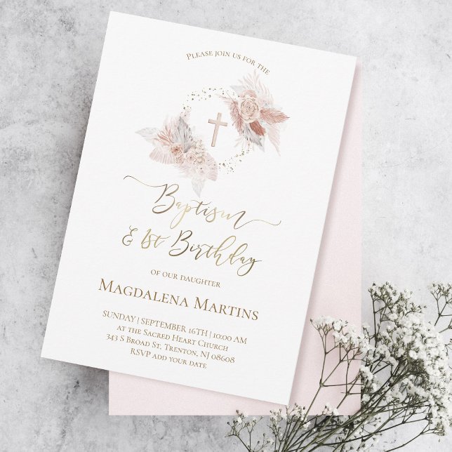 Convite Batismo e flores de primeiro aniversario (Criador carregado)