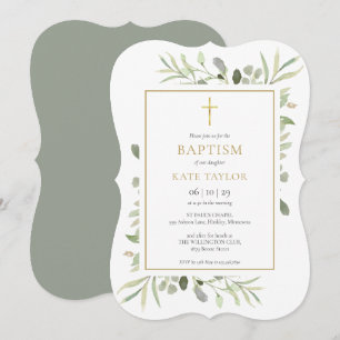 Convite Batismo Elegante com Verdura