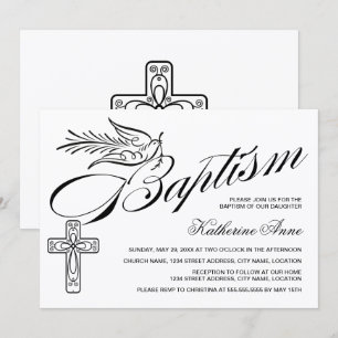 Convite Batismo Elegante de Caligrafia