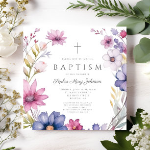 Convite Batismo Elegante de Wreath Girl