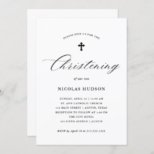 Convite Batismo elegante do ponto morto do género da