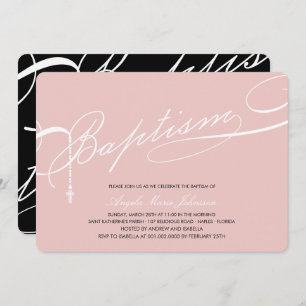 Convite Batismo escrito Rosary Cross Girl Rosa Religião