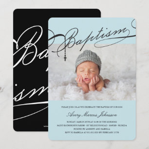 Convite Batismo Escriturado Foto Religiosa de Rosary Cross