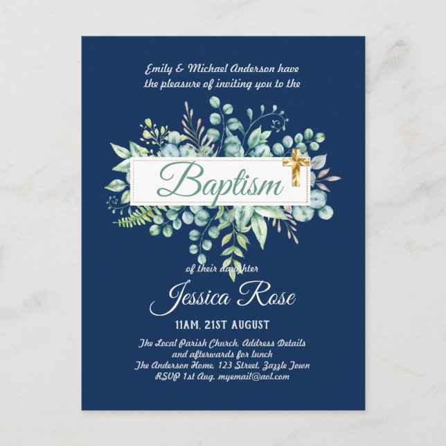 Convite Batismo Eucalyptus Greenerescência Orçamen (Frente)