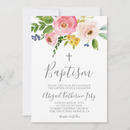 Convite Batismo Floral