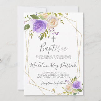 Convite Batismo Floral