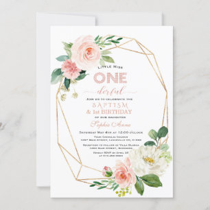 Convite Batismo Floral Branco Elegante e Primeiro Anivers