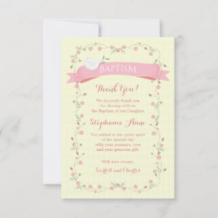 Convite Batismo Floral Cor-de-Rosa