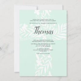 Convite Batismo floral cristão verde-hortelã