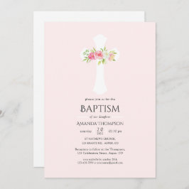 Convite Batismo Floral de Aquarela ou Christening