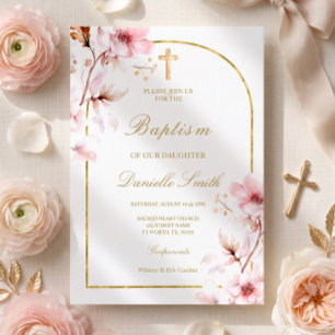 Convite Batismo Floral de Cerejeira